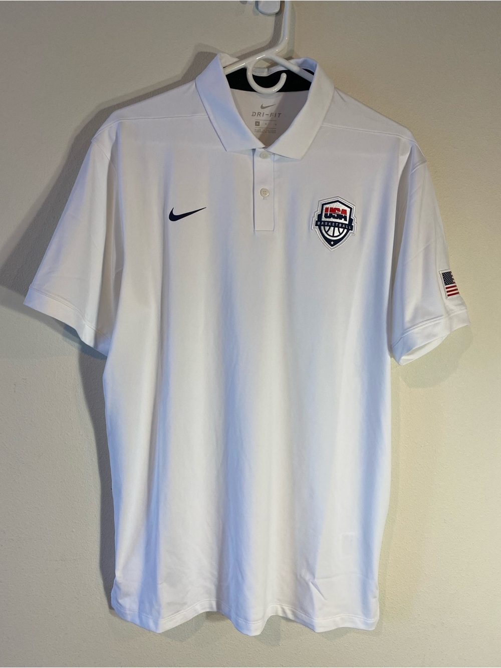 Nike USA Basketball White Polo Shirt Olympics - Size Medium